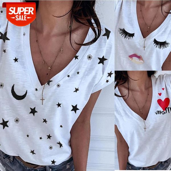 Summer T-shirt Women Fashion 2002 Star Moon Printed Tshirt Deep V Neck Short Sleeve Tee Shirt Tops Lover Tees WDC4926 #rq90, White
Summer T-shirt Women Fashion 2002 Star Moon Printed Tshirt Deep V Neck Short Sleeve Tee Shirt Tops Lover Tees WDC4926 #rq90, White