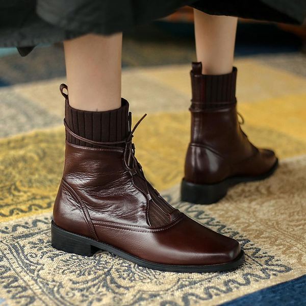 boots 2021 autumn and winter literary college retro square toe thick heel lace-up casual ankle flat women's, Black
boots 2021 autumn and winter literary college retro square toe thick heel lace-up casual ankle flat women's, Black