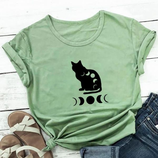women's t-shirt moon phase in cat print 100%cotton women t shirt funny summer casual short sleeve nature lover shirts, White
women's t-shirt moon phase in cat print 100%cotton women t shirt funny summer casual short sleeve nature lover shirts, White