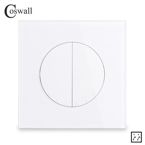 smart home control coswall glass panel 16a 2 gang 3 way crossover light switch on / off intermediate wall gray grey white black r11 series