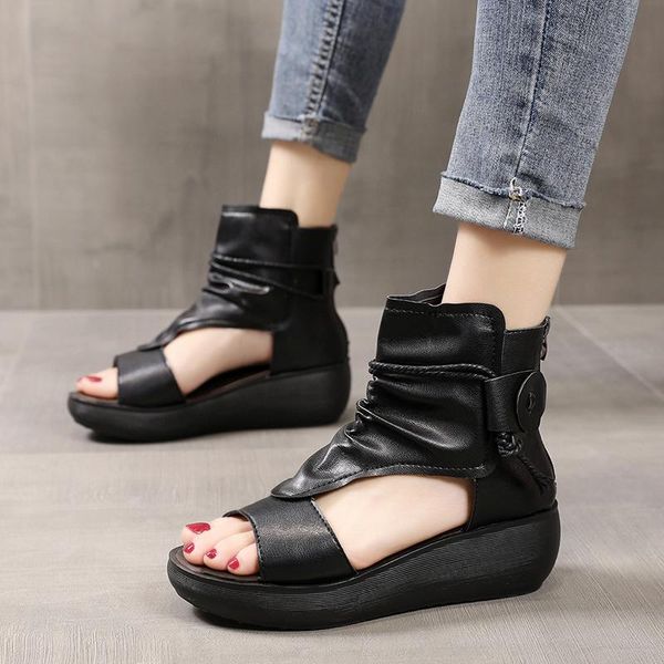 sandals rimocy summer women open toe gladiator wedges hollow out platform shoes woman pu leather sandalias, Black
sandals rimocy summer women open toe gladiator wedges hollow out platform shoes woman pu leather sandalias, Black
