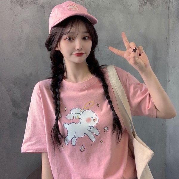 women's t-shirt summer pink cute cartoon print girls harajuku style japanese streetwear elegant gothic y2k t-shirts kawaii clothes 2021, White
women's t-shirt summer pink cute cartoon print girls harajuku style japanese streetwear elegant gothic y2k t-shirts kawaii clothes 2021, White