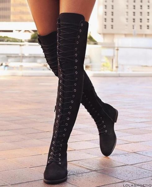 boots gladiator winter shoes woman ladies over-the-knee motorcycle lace up thigh high women chaussure femme girls g61211, Black 
boots gladiator winter shoes woman ladies over-the-knee motorcycle lace up thigh high women chaussure femme girls g61211, Black