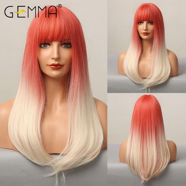 long straight ombre rose red blonde white synthetic hair wigs with bangs for women bob cosplay lolita heat resistant wigs, Black
long straight ombre rose red blonde white synthetic hair wigs with bangs for women bob cosplay lolita heat resistant wigs, Black
