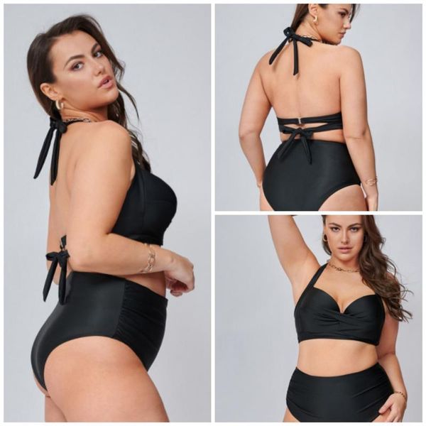 women's swimwear 2022 plus size 8xl women soild bikini set push up bathing suit high waist swimsuit, White;black
women's swimwear 2022 plus size 8xl women soild bikini set push up bathing suit high waist swimsuit, White;black