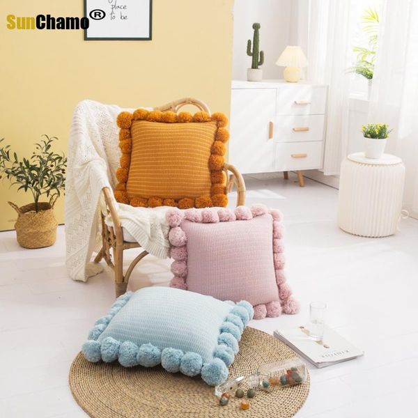 cushion/decorative pillow knitted cushion cover solid gray coffee nordic style case with pom for sofa bed room home decorative 45*45cm
cushion/decorative pillow knitted cushion cover solid gray coffee nordic style case with pom for sofa bed room home decorative 45*45cm