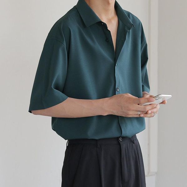 men's casual shirts summer short sleeve men thin luxury loose half-sleeved korean all-match dark green harajuku shirt business formal, White;black
men's casual shirts summer short sleeve men thin luxury loose half-sleeved korean all-match dark green harajuku shirt business formal, White;black