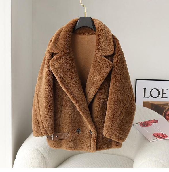 women's fur & faux luxury streetwear natural real sheepskin coat women warm female woolen with belt thick jackets outerwear pockets, Black
women's fur & faux luxury streetwear natural real sheepskin coat women warm female woolen with belt thick jackets outerwear pockets, Black