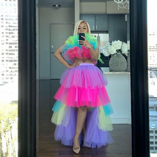 women's blouses & shirts chic multi colors women short ruffle tulle blouse off shoulder blusas puffy party custom made, White
women's blouses & shirts chic multi colors women short ruffle tulle blouse off shoulder blusas puffy party custom made, White