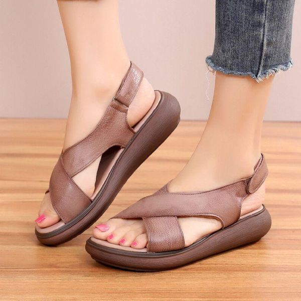 fashion summer retro leather flat sandals women's 2021 cross strap flat sandals, Black
fashion summer retro leather flat sandals women's 2021 cross strap flat sandals, Black