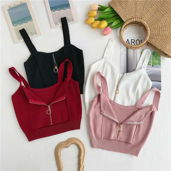 women's tanks & camis pink women crop club zipper knitting camisole with hole female tank ladies sleeveless solid strap, White
women's tanks & camis pink women crop club zipper knitting camisole with hole female tank ladies sleeveless solid strap, White