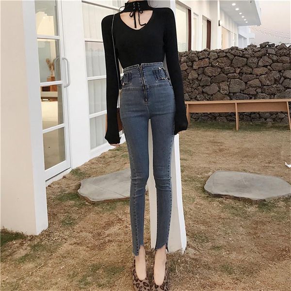 women's jeans real s 2021 fashion high-waist casual slim was thin and elastic wild small feet pencil pants, Blue
women's jeans real s 2021 fashion high-waist casual slim was thin and elastic wild small feet pencil pants, Blue