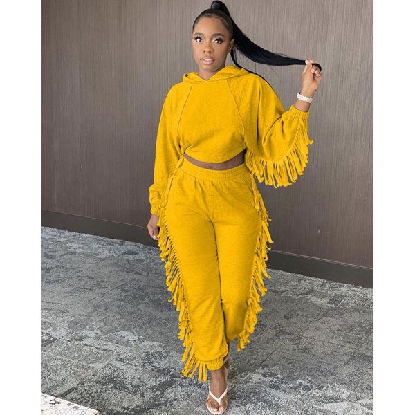 women's two piece pants fall winter clothes tassel set hooded crop pants sets tracksuits women lounge streetwear wholesale items, White
women's two piece pants fall winter clothes tassel set hooded crop pants sets tracksuits women lounge streetwear wholesale items, White