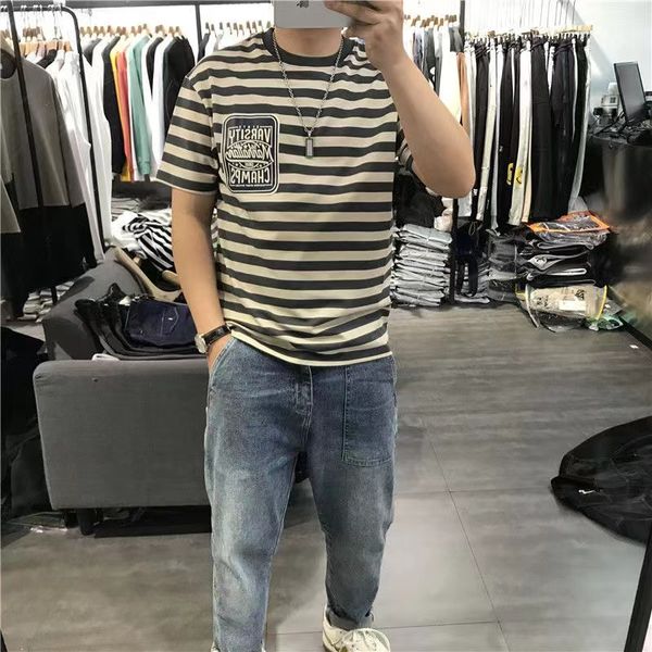 men's stripe short sleeve t shirt loose personalized 2022 summer new youth trend printing casual daily all-matching male clothing black, White;black
men's stripe short sleeve t shirt loose personalized 2022 summer new youth trend printing casual daily all-matching male clothing black, White;black