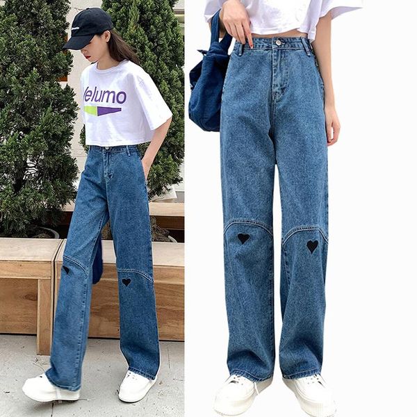 women's jeans 2021 spring and summer korean retro high waist women wide leg pants straight loose wild love, Blue
women's jeans 2021 spring and summer korean retro high waist women wide leg pants straight loose wild love, Blue