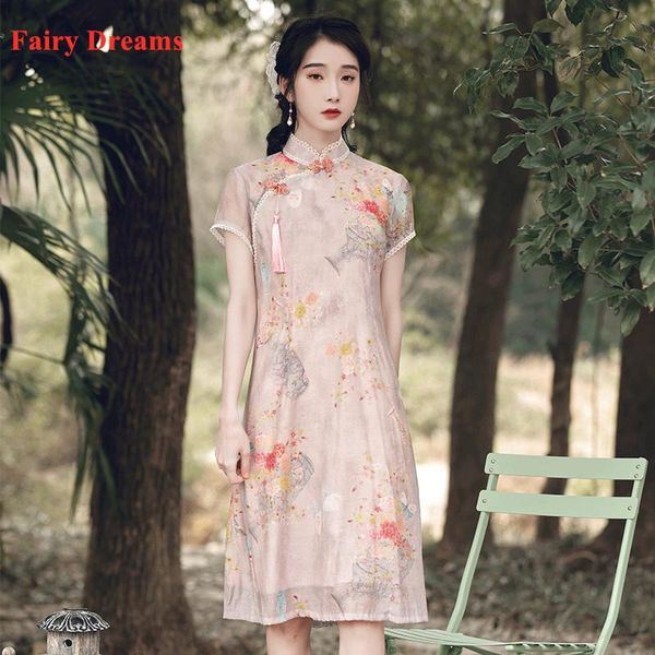 ethnic clothing cheongsam spring summer 2021 tencel linen chinese lady qipao girl pastoral improved mid-length women retro traditional dress, Red
ethnic clothing cheongsam spring summer 2021 tencel linen chinese lady qipao girl pastoral improved mid-length women retro traditional dress, Red