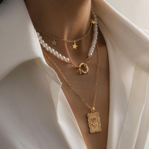 pendant necklaces vintage imitation pearl flower necklace women gold color star heart chain choker bohemian punk jewelry gift, Silver
pendant necklaces vintage imitation pearl flower necklace women gold color star heart chain choker bohemian punk jewelry gift, Silver