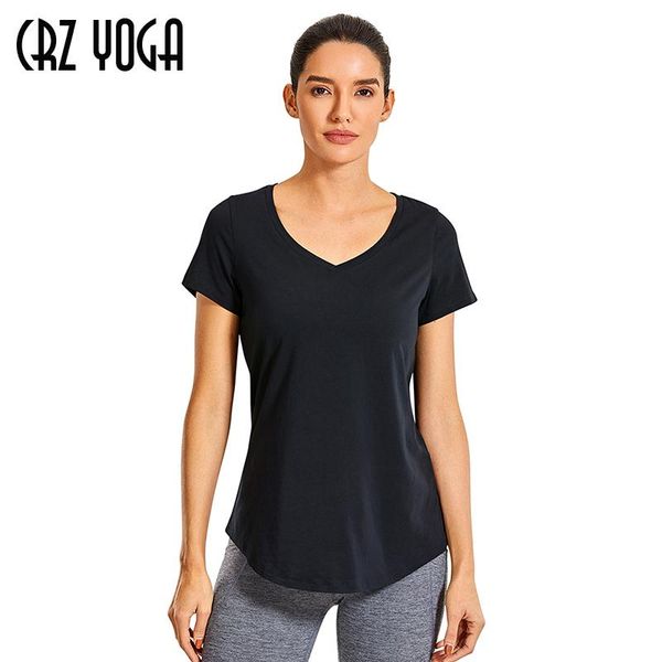 crz yoga women's loose fit yoga short sleeves running pima cotton v-neckline workout shirts, White;red
crz yoga women's loose fit yoga short sleeves running pima cotton v-neckline workout shirts, White;red