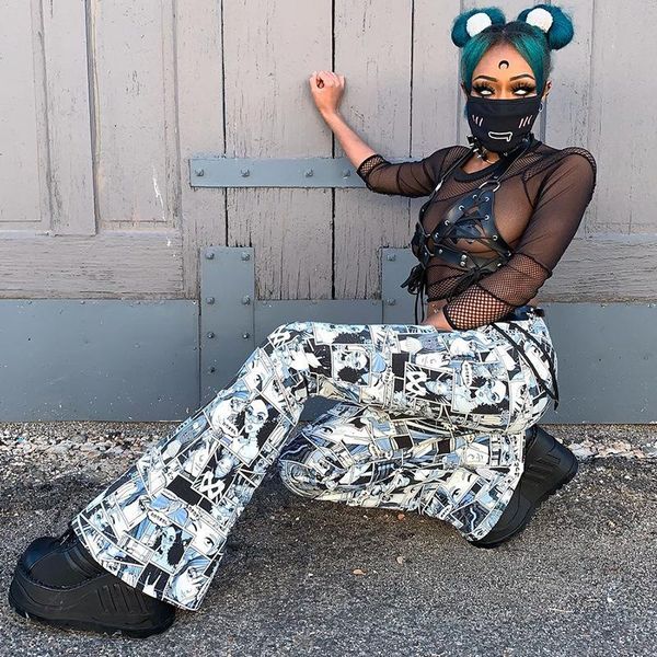 women's pants & capris bstcochi printed harajuku flare women high waist boot cut ladies streetwear trousers with hoop zipper front, Black;white
women's pants & capris bstcochi printed harajuku flare women high waist boot cut ladies streetwear trousers with hoop zipper front, Black;white