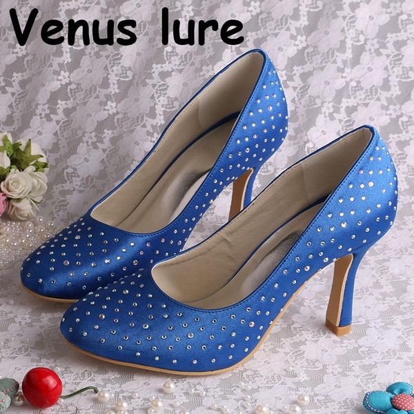 dress shoes custom wedding satin woman blue closed toe pumps with crystals, Black