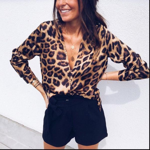 new fashion leopard print womens and blouses deep v neck long sleeve ladies casual loose blouse blusas, White
new fashion leopard print womens and blouses deep v neck long sleeve ladies casual loose blouse blusas, White