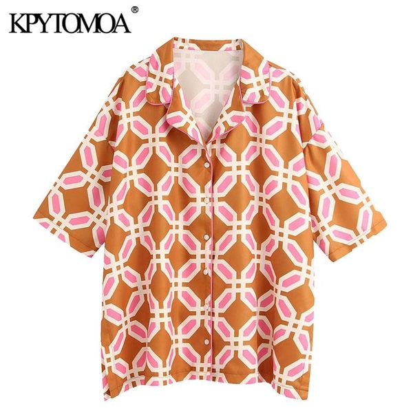women's blouses & shirts kpytomoa women 2021 fashion geometric printed loose vintage lapel collar short sleeve side vents female chic, White
women's blouses & shirts kpytomoa women 2021 fashion geometric printed loose vintage lapel collar short sleeve side vents female chic, White