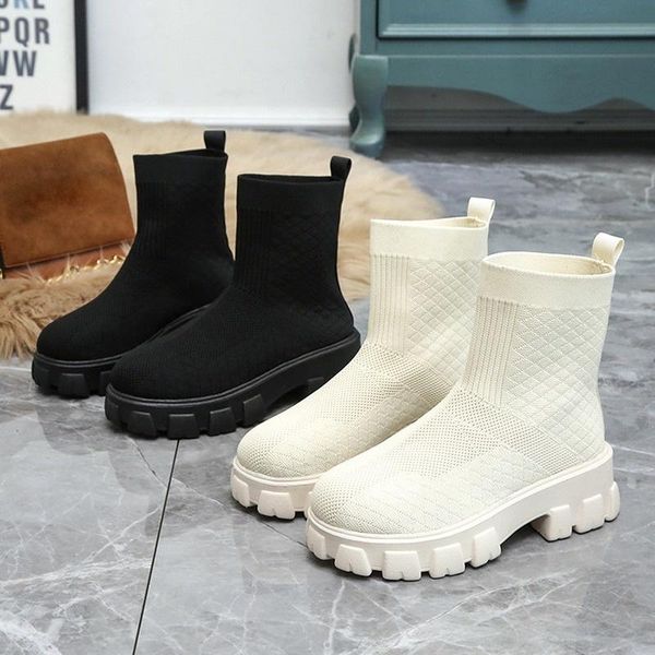 boots women ankle thick bottom knitted woman sock shoes elastic fabric fashion female short booties autumn platform footwear, Black
boots women ankle thick bottom knitted woman sock shoes elastic fabric fashion female short booties autumn platform footwear, Black