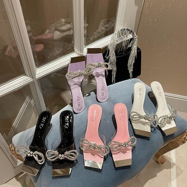 slippers elegant women transparent pvc fashion slides thin high heels open toe bow design casual mules shoes woman pink, Black
slippers elegant women transparent pvc fashion slides thin high heels open toe bow design casual mules shoes woman pink, Black