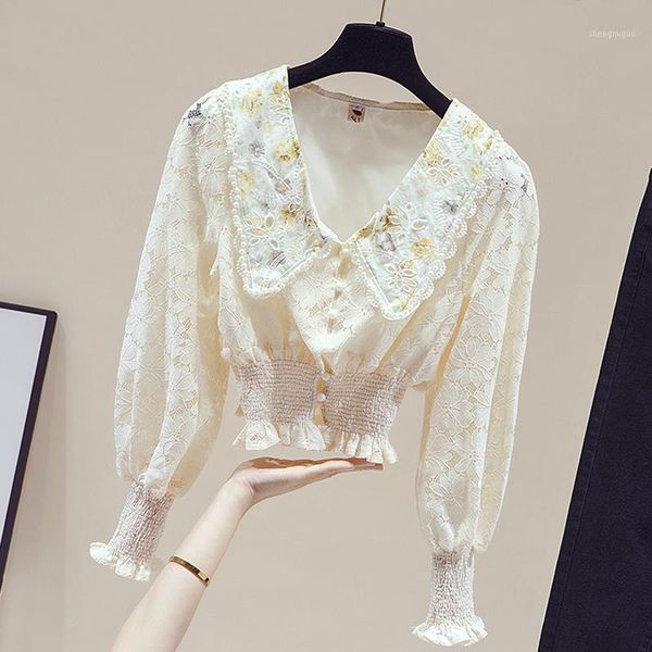 women's blouses & shirts long sleeve apricot lace blouse shirt v-neck print women blusas mujer de moda 2021 blusa e489, White
women's blouses & shirts long sleeve apricot lace blouse shirt v-neck print women blusas mujer de moda 2021 blusa e489, White