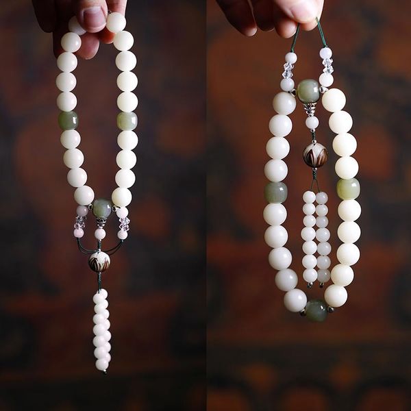 women's t-shirt cheongsam pressed placket pendant white jade bodhi zi wenhua buddha bead hand string female natural an tassel
women's t-shirt cheongsam pressed placket pendant white jade bodhi zi wenhua buddha bead hand string female natural an tassel