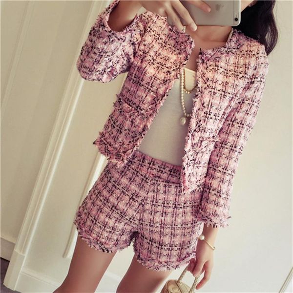 autumn winter tweed 2 piece set women slim plaid short set fashion fringed trim jacket coat tassels short suit k8613, Gray
autumn winter tweed 2 piece set women slim plaid short set fashion fringed trim jacket coat tassels short suit k8613, Gray
