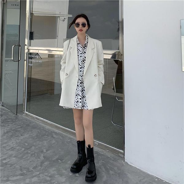 women's suits & blazers white suit coat 2021 autumn korean mid long british style casual fashion, White;black
women's suits & blazers white suit coat 2021 autumn korean mid long british style casual fashion, White;black