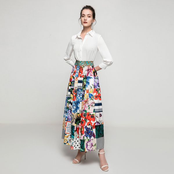 fashion spring new women sets party office white shirt, printed patchwork long skirt, vacation two-piece suit hvmk, Black;gray
fashion spring new women sets party office white shirt, printed patchwork long skirt, vacation two-piece suit hvmk, Black;gray