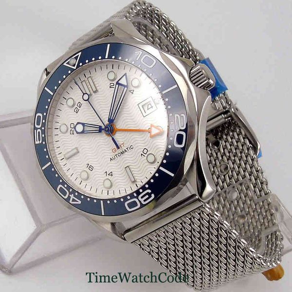 clock automatic 41mm for bliger man gmt function 3804 movement mesh band white wizard tablet date sapphire glass ceramic besel insert, Slivery;brown
clock automatic 41mm for bliger man gmt function 3804 movement mesh band white wizard tablet date sapphire glass ceramic besel insert, Slivery;brown