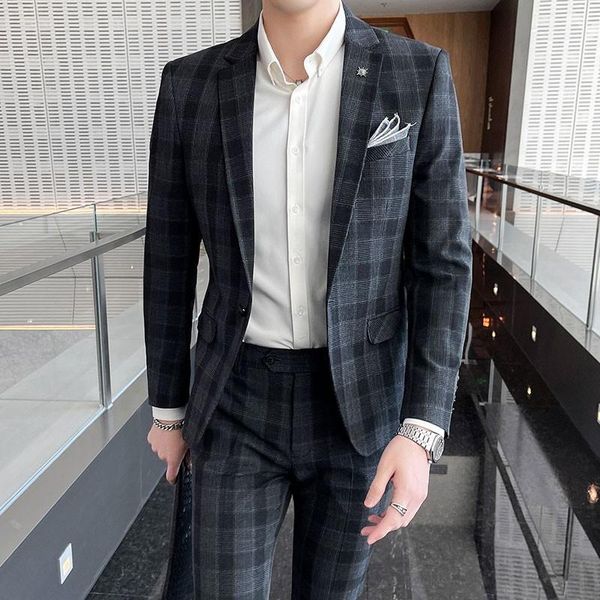 men's suits & blazers 2 pcs set jacket pants / 2021 fashion men's casual boutique business lattice wedding slim suit coat trousers, White;black
men's suits & blazers 2 pcs set jacket pants / 2021 fashion men's casual boutique business lattice wedding slim suit coat trousers, White;black
