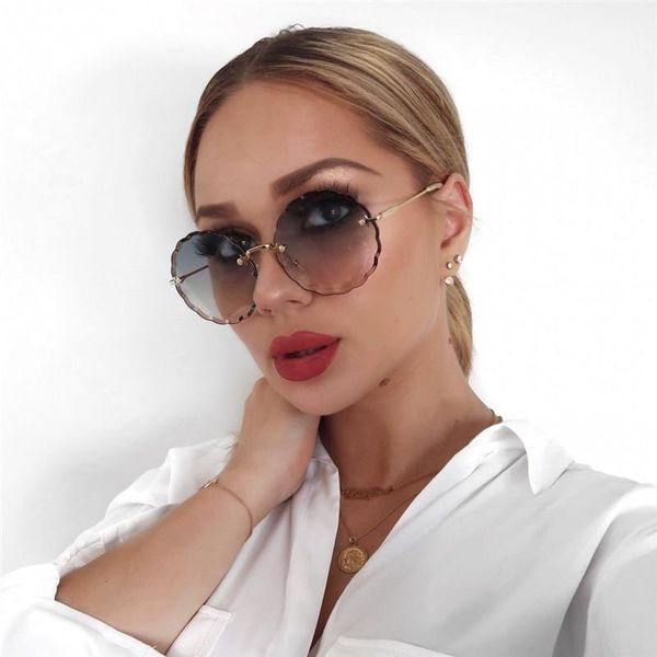 sunglasses gradient custom metal shades oversized round rimless flower women, White;black
sunglasses gradient custom metal shades oversized round rimless flower women, White;black