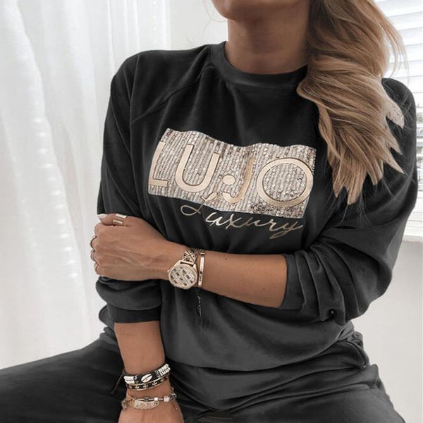 2021 new autumn elegant sequin veet ladies women casual o neck letter print sweatshirt streetwear plus size pullovers qluc, Black
2021 new autumn elegant sequin veet ladies women casual o neck letter print sweatshirt streetwear plus size pullovers qluc, Black