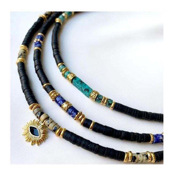 chains evil eye bohemian handmade jewelry natural pine stone black soft pottery gold bead choker necklace for woman fashion elegant, Silver
chains evil eye bohemian handmade jewelry natural pine stone black soft pottery gold bead choker necklace for woman fashion elegant, Silver