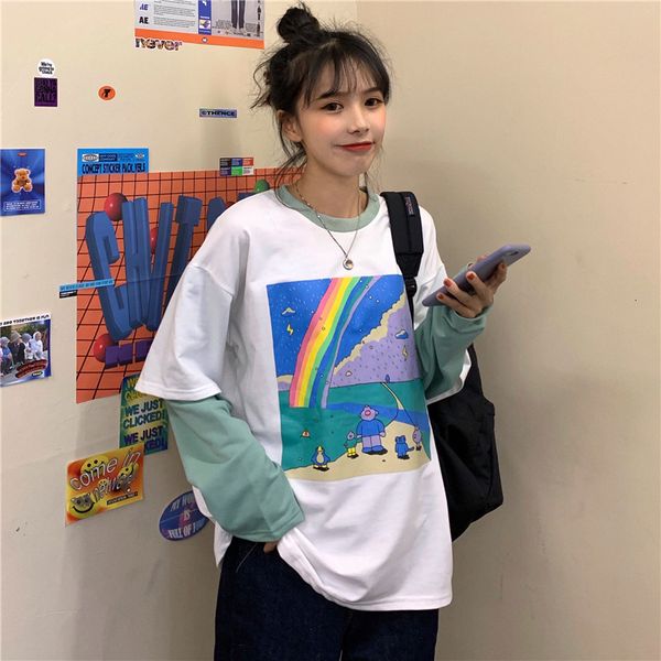 2021 new women's round neck t-shirt, 2-piece set, printed, long sleeve, spring autumn series enaa, White
2021 new women's round neck t-shirt, 2-piece set, printed, long sleeve, spring autumn series enaa, White