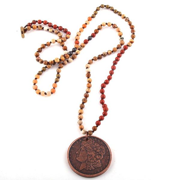 pendant necklaces fashion bohemian tribal jewelry 4mm natural stones long knotted metal disco women necklace, Silver
pendant necklaces fashion bohemian tribal jewelry 4mm natural stones long knotted metal disco women necklace, Silver