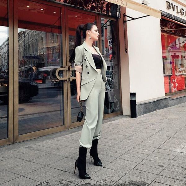 women's two piece pants 2021 spring and autumn professional wear trousers suit fashion slim small blazer two-piece set, White
women's two piece pants 2021 spring and autumn professional wear trousers suit fashion slim small blazer two-piece set, White