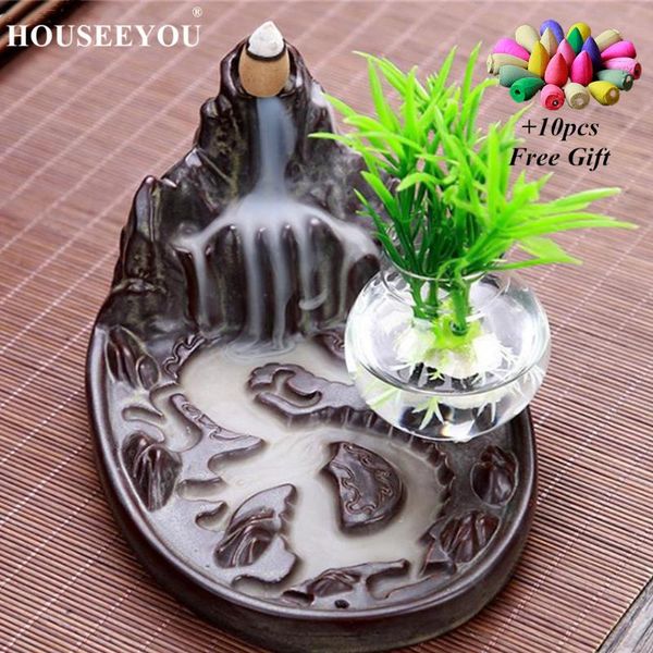 fragrance lamps 10 incense cones + ceramics mountain waterfall backflow burner furnace line holder with hydroponic container
fragrance lamps 10 incense cones + ceramics mountain waterfall backflow burner furnace line holder with hydroponic container