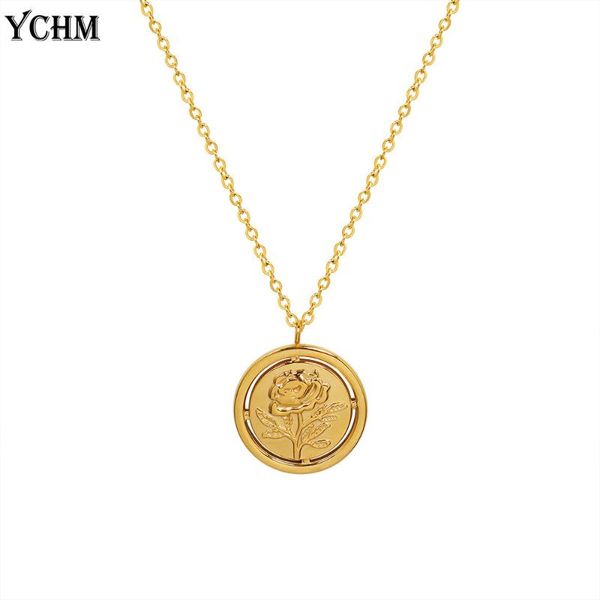 pendant necklaces rose necklace stainless steel tag for women flower coin choker aesthetic jewelry ychm, Silver
pendant necklaces rose necklace stainless steel tag for women flower coin choker aesthetic jewelry ychm, Silver