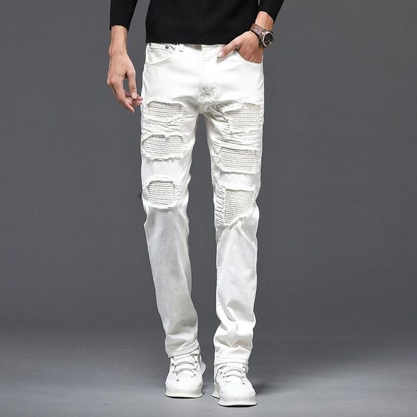 men's jeans autumn and winter orange four-color youth fashion trend small straight hole ripped denim long, Blue
men's jeans autumn and winter orange four-color youth fashion trend small straight hole ripped denim long, Blue