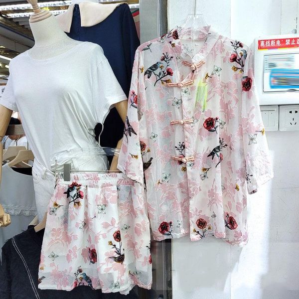 women's tracksuits seebeautiful two pieces printed stand long sleeve button loose shirt ealstic waist shorts fashion 2021 summer women, Gray
women's tracksuits seebeautiful two pieces printed stand long sleeve button loose shirt ealstic waist shorts fashion 2021 summer women, Gray