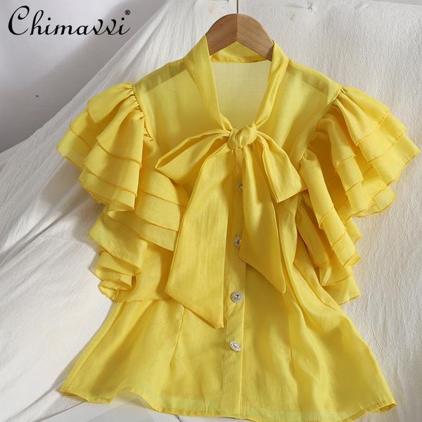 women's blouses & shirts retro elegant all-matching stand collar ruffled short sleeves shirt for women summer sweet lace-up single brea, White
women's blouses & shirts retro elegant all-matching stand collar ruffled short sleeves shirt for women summer sweet lace-up single brea, White