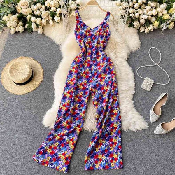 women fashion holiday floral print jumpsuit sleeveless v neck slim high waist leisure wide leg overalls r571 210527, Black;white
women fashion holiday floral print jumpsuit sleeveless v neck slim high waist leisure wide leg overalls r571 210527, Black;white