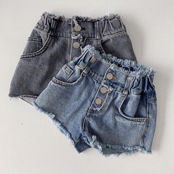 children's summer new style shorts for girls, small high-waisted, washed frayed micro-elastic denim shorts, Blue
children's summer new style shorts for girls, small high-waisted, washed frayed micro-elastic denim shorts, Blue