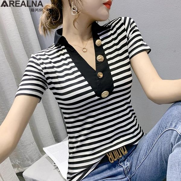 women's t-shirt casual women short sleeve korean style slim cotton tshirt womens clothing summer v-neck stripe tee shirt femme, White
women's t-shirt casual women short sleeve korean style slim cotton tshirt womens clothing summer v-neck stripe tee shirt femme, White