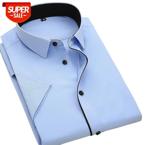 summer new good quality short sleeve black button patchwork collar easy care twill men dress shirts without chest pocket #8z4a, White;black
summer new good quality short sleeve black button patchwork collar easy care twill men dress shirts without chest pocket #8z4a, White;black